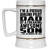 Proud Airline Pilot Dad Of Awesome Son - Beer Stein
