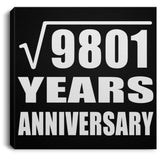 99th Anniversary Square Root of 9801 Years Anniversary - Canvas Square