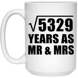 73rd Anniversary Square Root of 5329 Years As Mr & Mrs - 15oz Coffee Mug