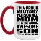 Proud Military Personnel Mom Of Awesome Son - 15oz Accent Mug Red