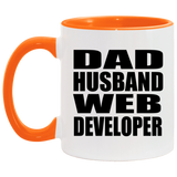 Dad Husband Web Developer - 11oz Accent Mug Orange