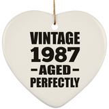 37th Birthday Vintage 1987 Aged Perfectly - Heart Ornament