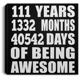 111th Birthday 111 Years 1332 Months 40542 Days Of Awesome - Canvas Square