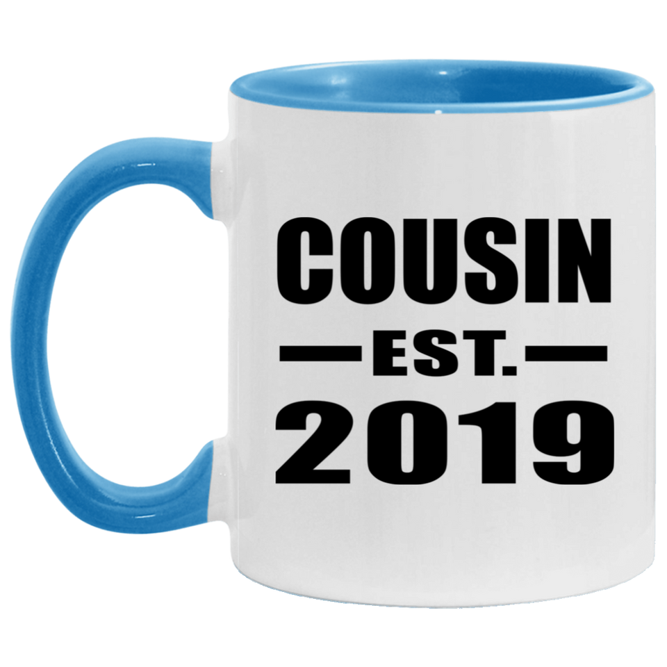 Cousin Established EST. 2019 - 11oz Accent Mug Blue