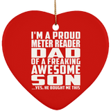 Proud Meter Reader Dad Of Awesome Son - Heart Ornament
