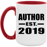 Author Established EST. 2019 - 15oz Accent Mug Red