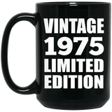 49th Birthday Vintage 1975 Limited Edition - 15oz Coffee Mug Black