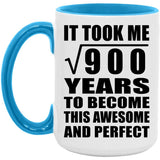 30th Birthday Took Square Root of 900 Years To Awesome - 15oz Accent Mug Blue