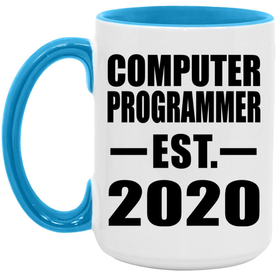 Computer Programmer Established EST. 2020 - 15oz Accent Mug Blue