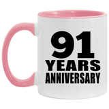 91st Anniversary 91 Years - 11oz Accent Mug Pink