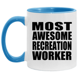 Most Awesome Recreation Worker - 11oz Accent Mug Blue