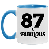 87th Birthday 87 & Fabulous - 11oz Accent Mug Blue