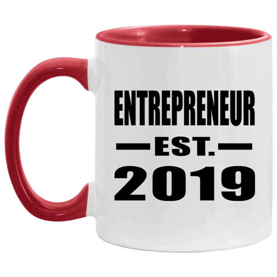 Entrepreneur Established EST. 2019 - 11oz Accent Mug Red