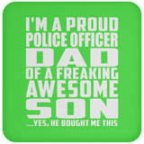 Proud Police Officer Dad Of Awesome Son - Coaster