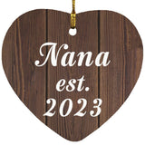 Nana Established EST. 2023 - Heart Ornament D
