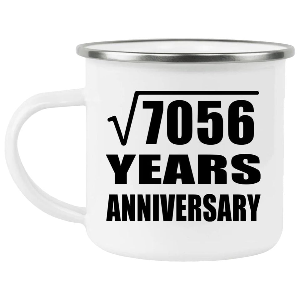 84th Anniversary Square Root of 7056 Years Anniversary - 12oz Camping Mug