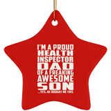 Proud Health Inspector Dad Of Awesome Son - Star Ornament