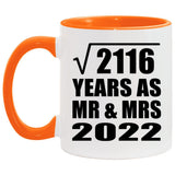 46th Anniversary Square Root of 2116 Years As Mr & Mrs 2022 - 11oz Accent Mug Orange
