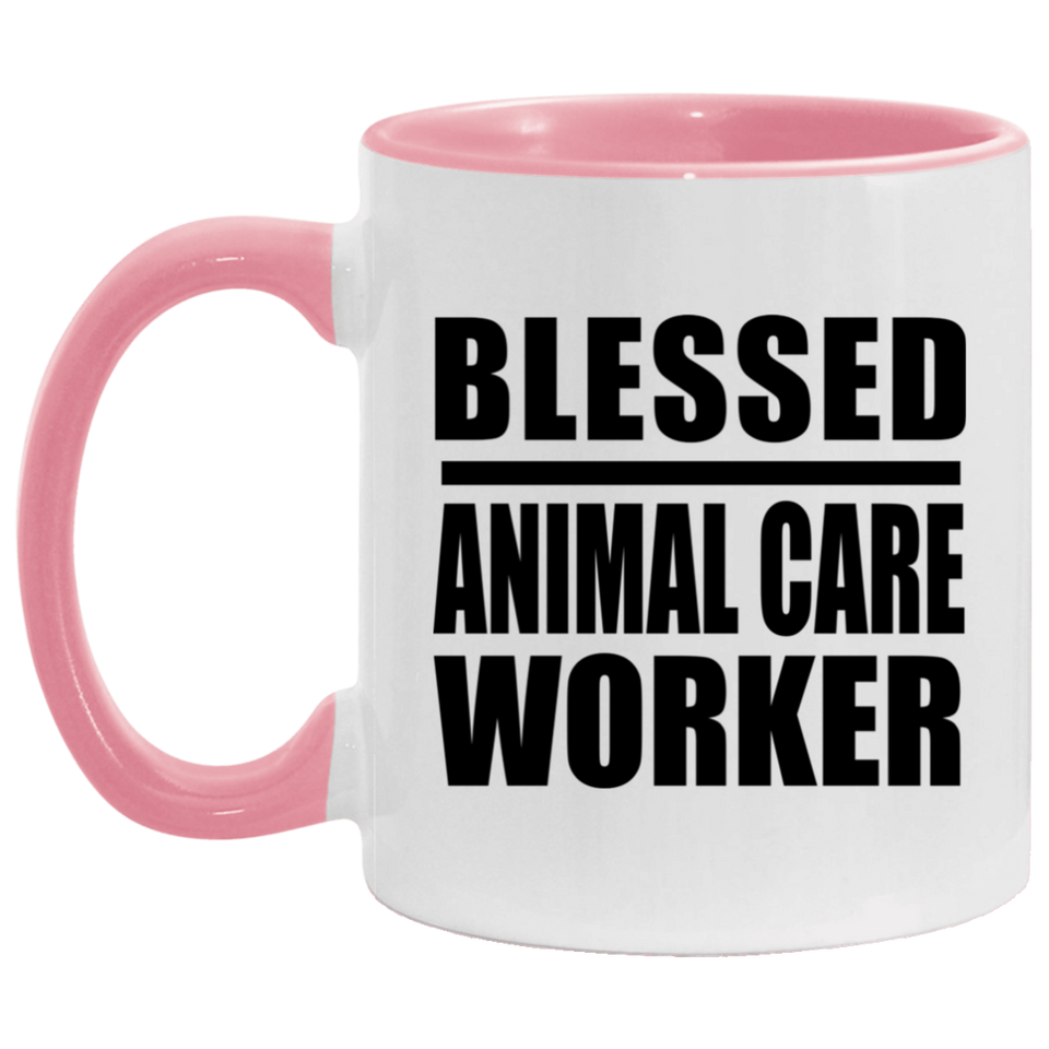 Blessed Animal Care Worker - 11oz Accent Mug Pink