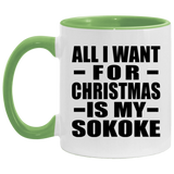 All I Want For Christmas Is My Sokoke - 11oz Accent Mug Green