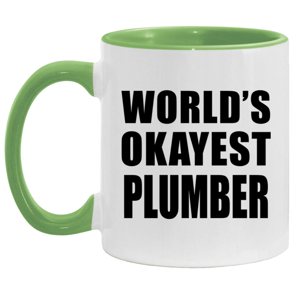 World's Okayest Plumber - 11oz Accent Mug Green