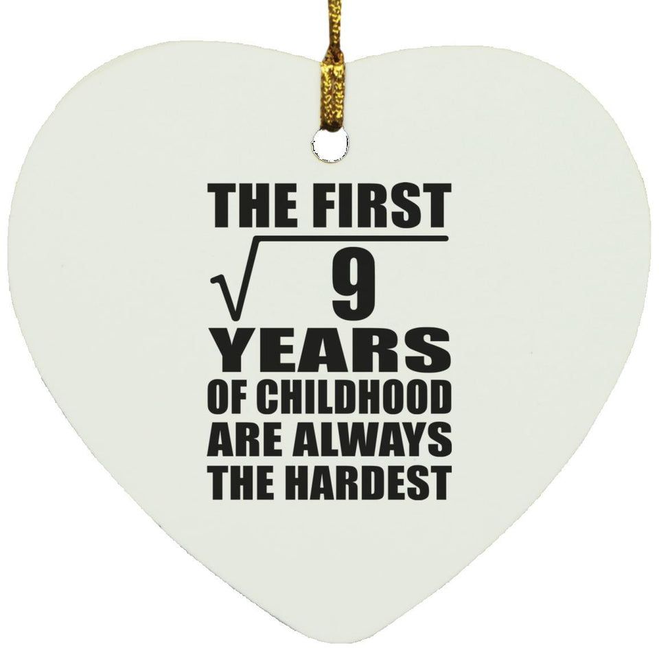 3rd Birthday Square Root of 9 Years of Childhood - Heart Ornament