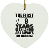 3rd Birthday Square Root of 9 Years of Childhood - Heart Ornament