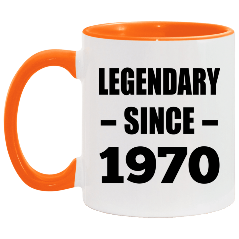 54th Birthday Legendary Since 1970 - 11oz Accent Mug Orange