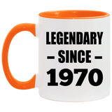 54th Birthday Legendary Since 1970 - 11oz Accent Mug Orange