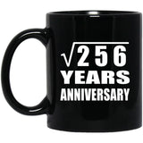16th Anniversary Square Root of 256 Years Anniversary - 11oz Coffee Mug Black