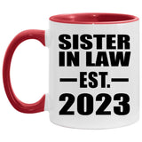Sister In Law Established EST. 2023 - 11oz Accent Mug Red