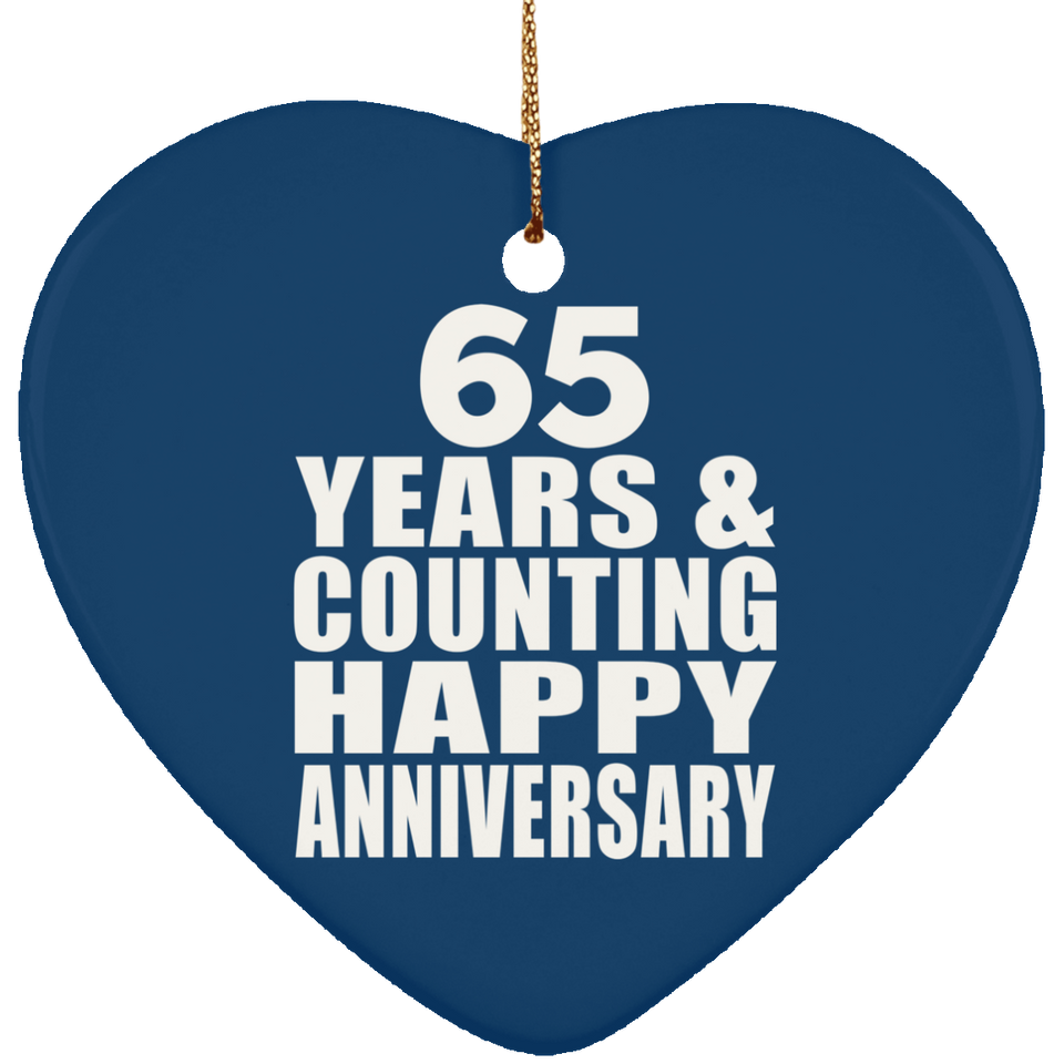 Happy 65th Anniversary 65 Years & Counting - Heart Ornament