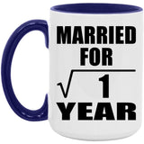 1st Anniversary Married For Square Root of 1 Year - 15oz Accent Mug Purple