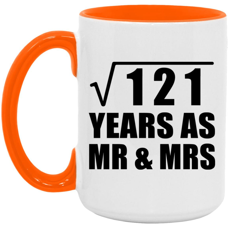 11th Anniversary Square Root of 121 Years As Mr & Mrs - 15oz Accent Mug Orange