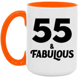 55th Birthday 55 & Fabulous - 15oz Accent Mug Orange
