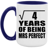 2nd Anniversary Square Root of 4 Years of Mrs Perfect - 15oz Accent Mug Purple