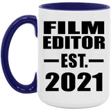 Film Editor Established EST. 2021 - 15oz Accent Mug Purple