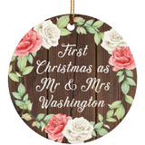 First Christmas As Mr & Mrs Washington - Circle Ornament A