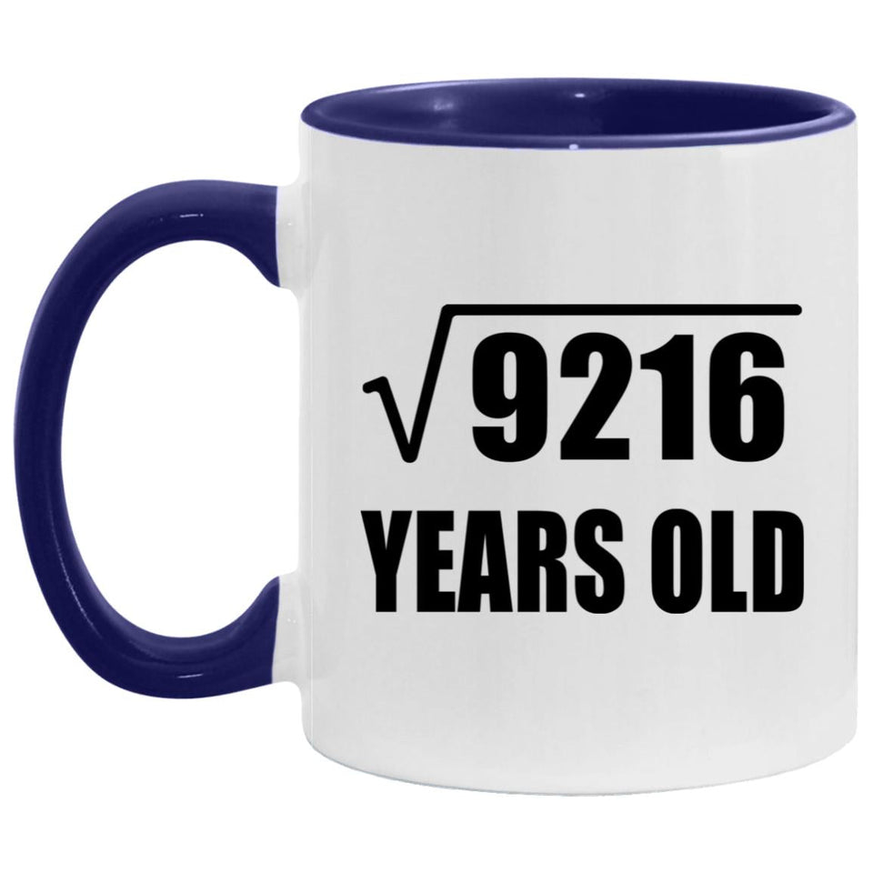 96th Birthday Square Root of 9216 Years Old - 11oz Accent Mug Purple