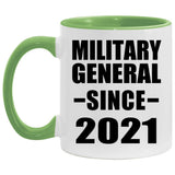 Military General Since 2021 - 11oz Accent Mug Green