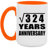 18th Anniversary Square Root of 324 Years Anniversary - 15oz Accent Mug Orange