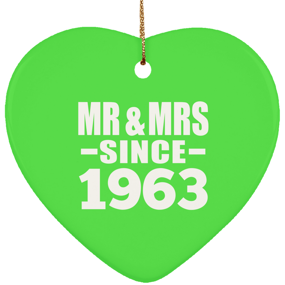 61st Anniversary Mr & Mrs Since 1963 - Heart Ornament