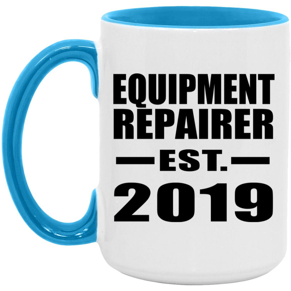 Equipment Repairer Established EST. 2019 - 15oz Accent Mug Blue