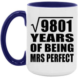 99th Anniversary Square Root of 9801 Years of Mrs Perfect - 15oz Accent Mug Purple