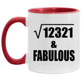 111th Birthday Square Root of 12321 & Fabulous - 11oz Accent Mug Red