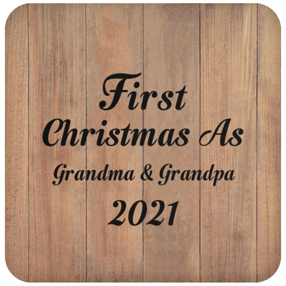 First Christmas As Grandma & Grandpa 2021 - Drink Coaster C