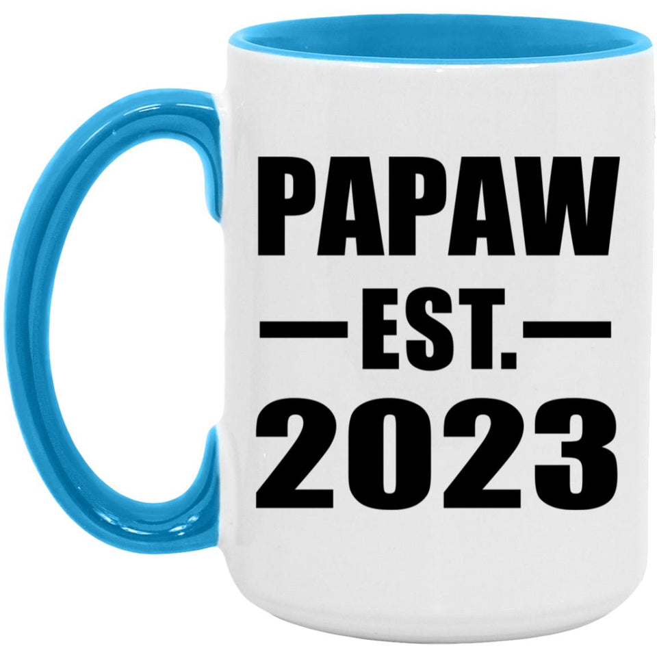 Papaw Established EST. 2023 - 15oz Accent Mug Blue