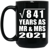29th Anniversary Square Root of 841 Years As Mr & Mrs 2021 - 15oz Coffee Mug Black