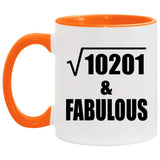 101st Birthday Square Root of 10201 & Fabulous - 11oz Accent Mug Orange
