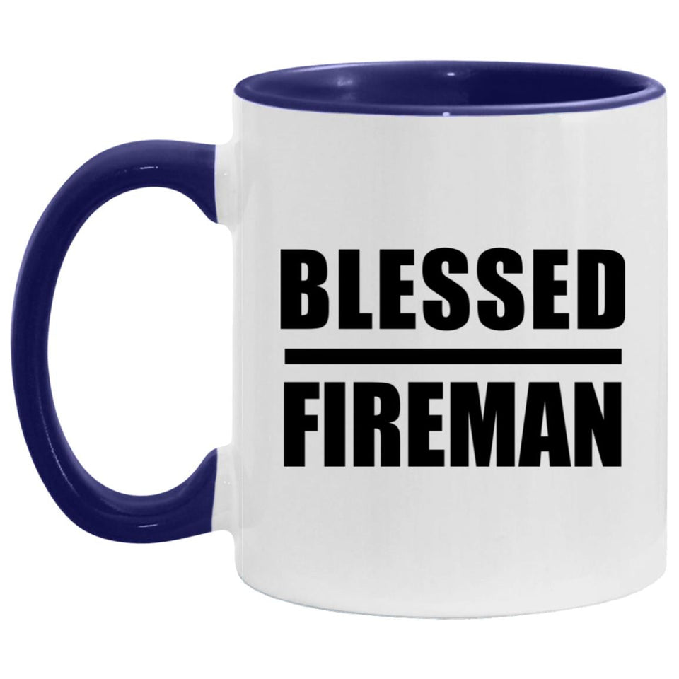 Blessed Fireman - 11oz Accent Mug Purple